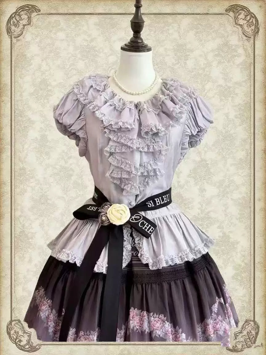 Sweetheart Dream Machine - Holiday Ruffle - Blouse with Cascading Lace Ruffles