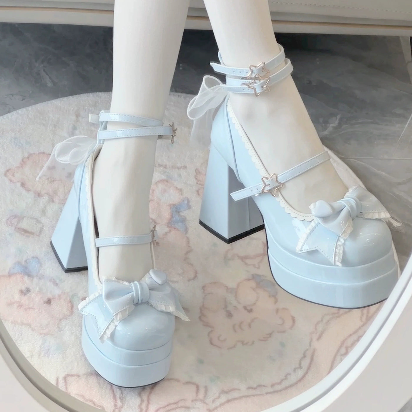 Aiyoki - Puff Party - Chunky Heel Shoes with Bow and Adjustable Straps - product detail 12