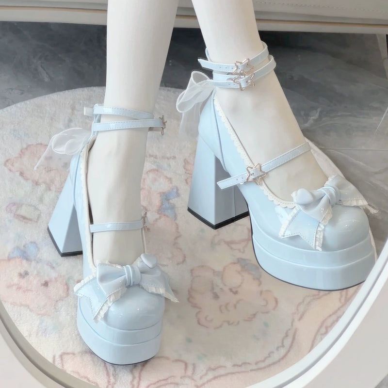 Aiyoki - Puff Party - Chunky Heel Shoes with Bow and Adjustable Straps - product detail 12