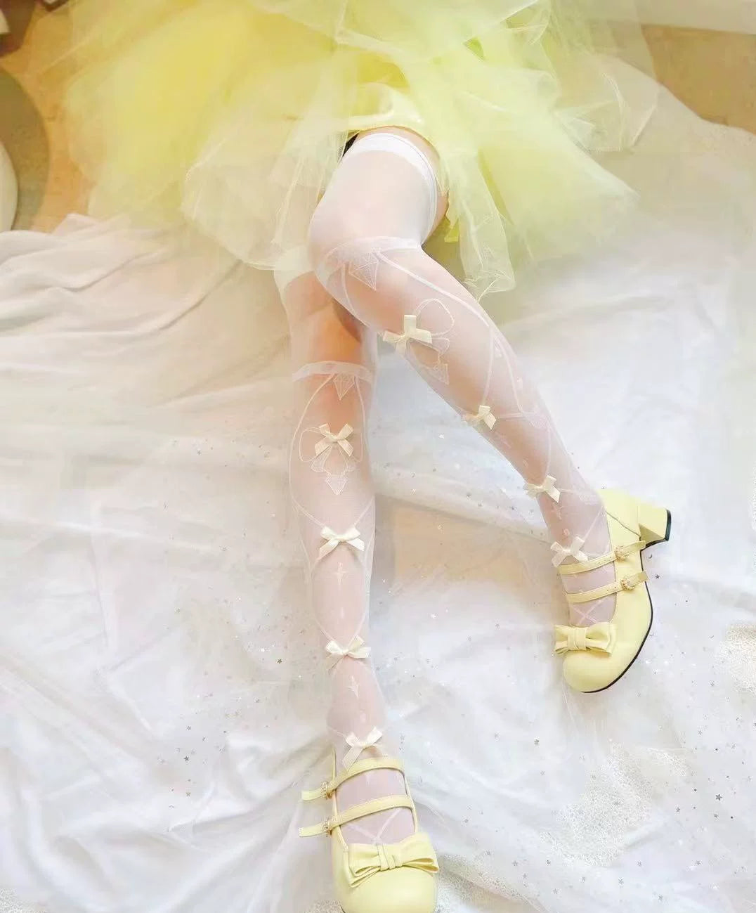 Fantasy Doll - Ribbon Bow - Over-the-Knee Stockings with Ribbon Bows