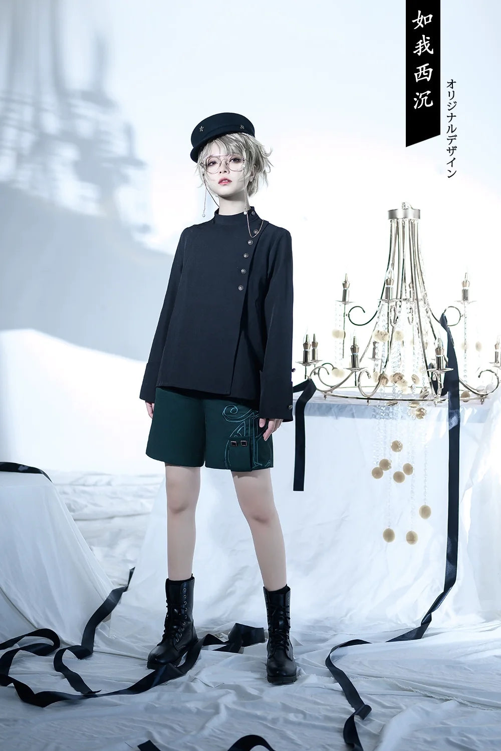 Princess Chronicles - As I Sink West - Retro Ouji Lolita Prince Style Black Blouse