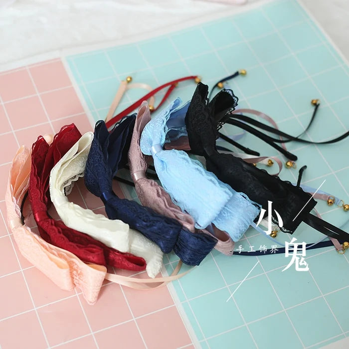 Xiaogui - Kawaii Lolita Bell KC Lace Bow Hair - Accessory Headwear