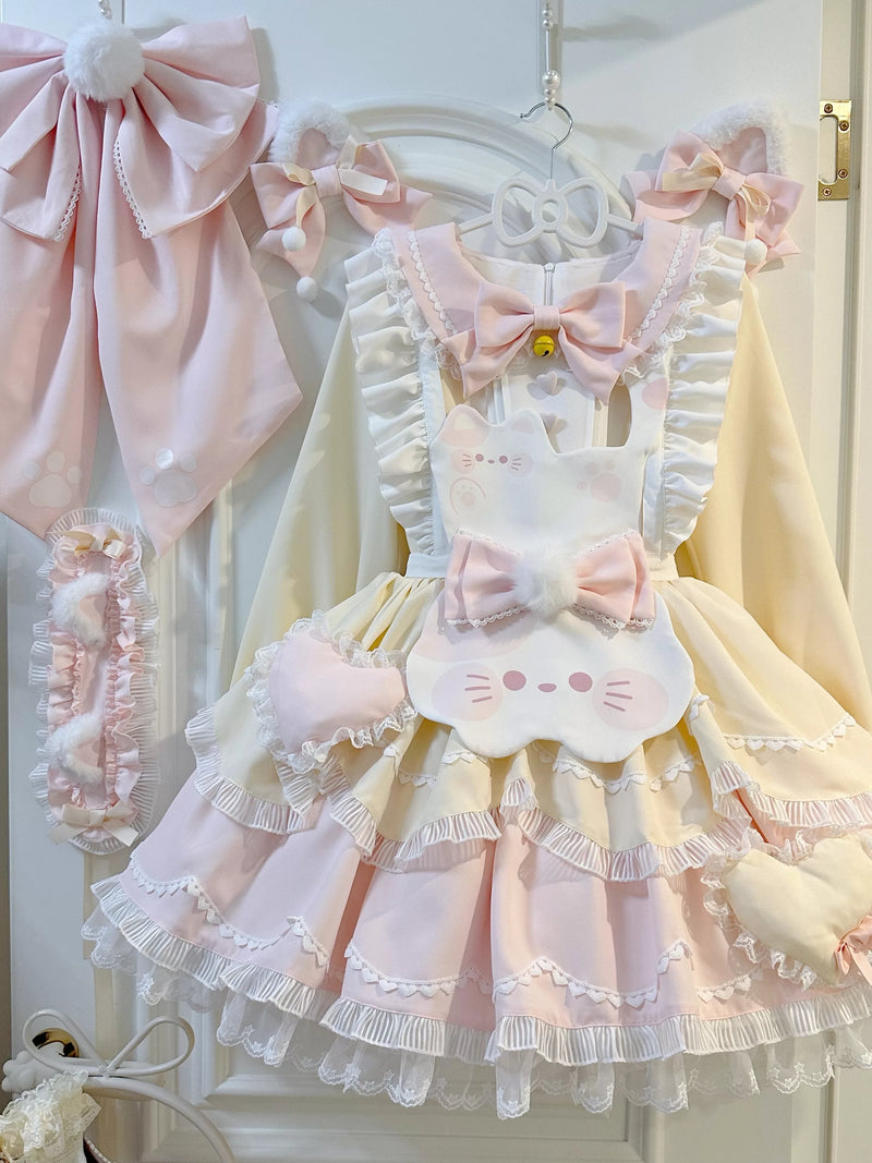 Sweet Tea Girl - Sweet Lolita Cat-Themed Short Sleeve OP Dress