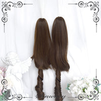 Sinwavy - Moon-Chasing Rabbit - dark-brown Roman-curl twin-ponytail wig - Dark brown - ponytail pair only