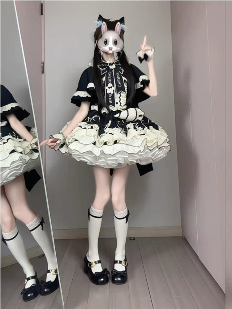 Lolita - Sweet Gothic Lolita Set - Full set JSK with matching cloak