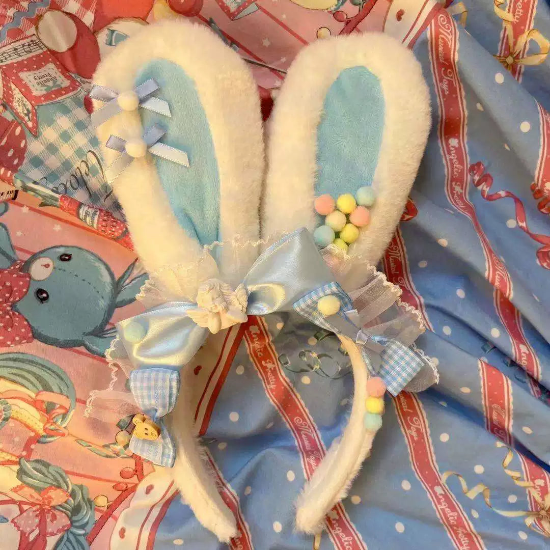 Bear doll - Little Bear Nursery - Rabbit-Ear Headband with Gingham Bows