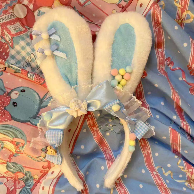 Bear doll - Little Bear Nursery - Rabbit-Ear Headband with Gingham Bows