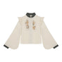 S / Beige Embroidered Blouse Only