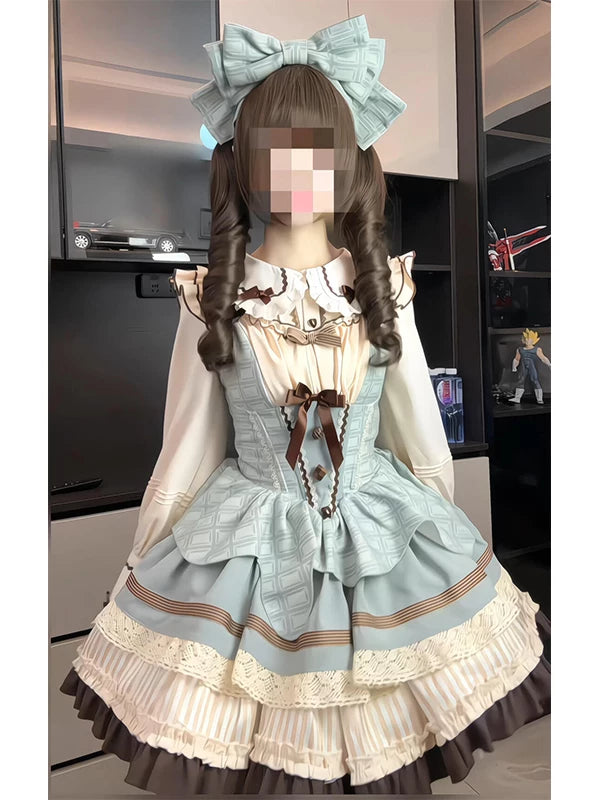 Creamy - Mint Chocolate - JSK Set with Long-Sleeve Shirt, Waist Bow and KC Headpiece