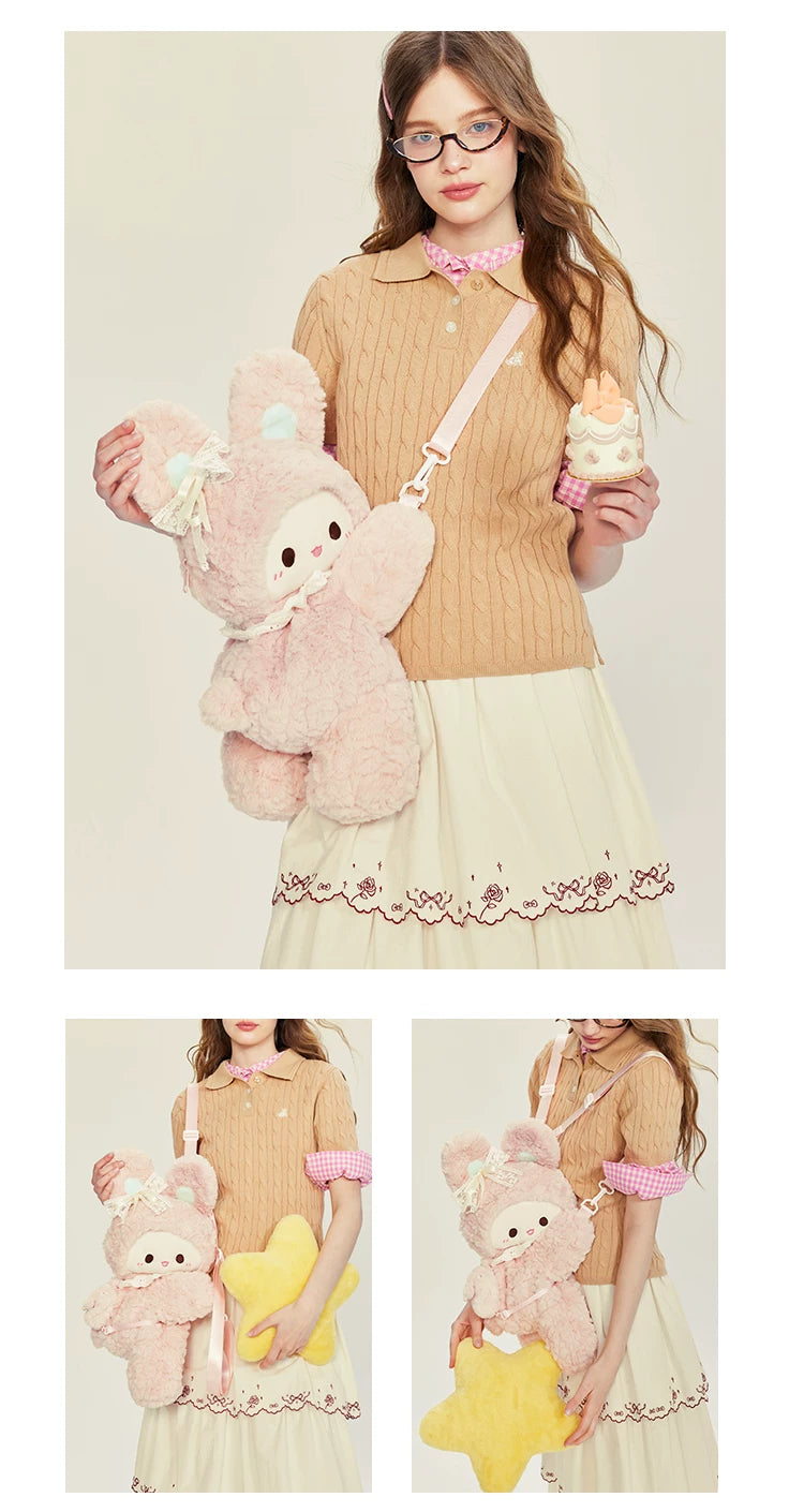 LambGuli - Rabbit and Lamb - Plush Crossbody Bag with Earphone-Bag Options