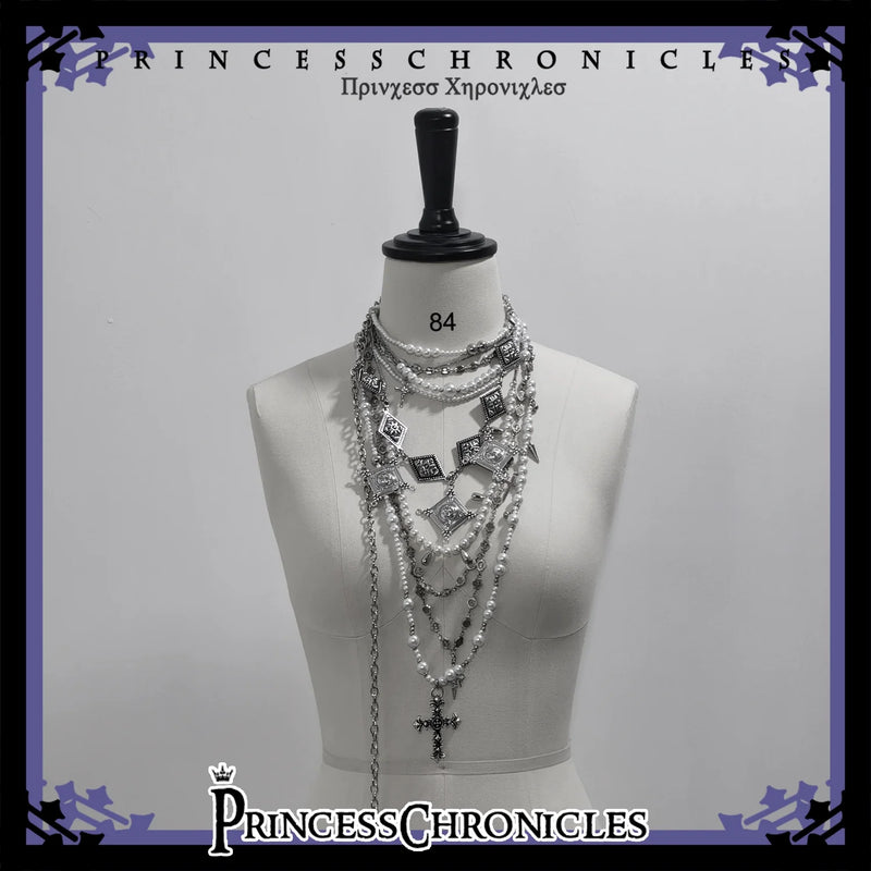 Divine Covenant - Ouji Lolita Accessory Set Necklace and Bracelet Necklace Full Set (5 peices)