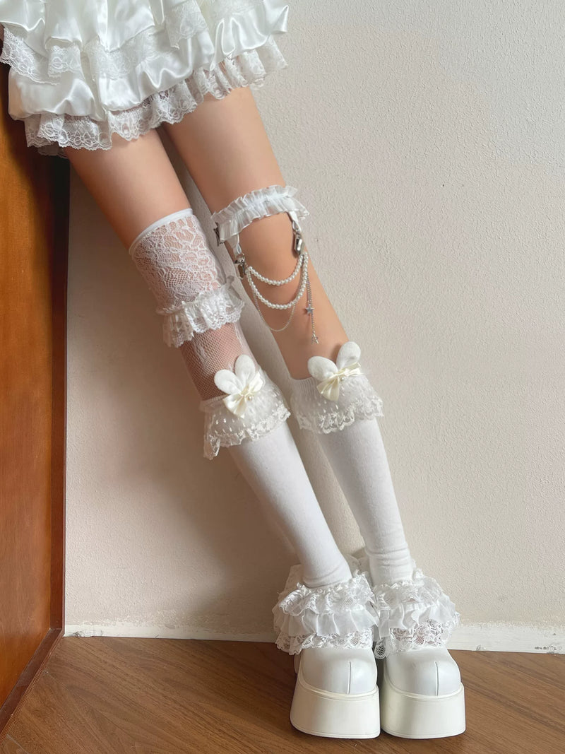 Sock Noble - Doll Music Festival - Over-knee lace stockings, rabbit-ear sock covers, or a pearl-chain leg ring