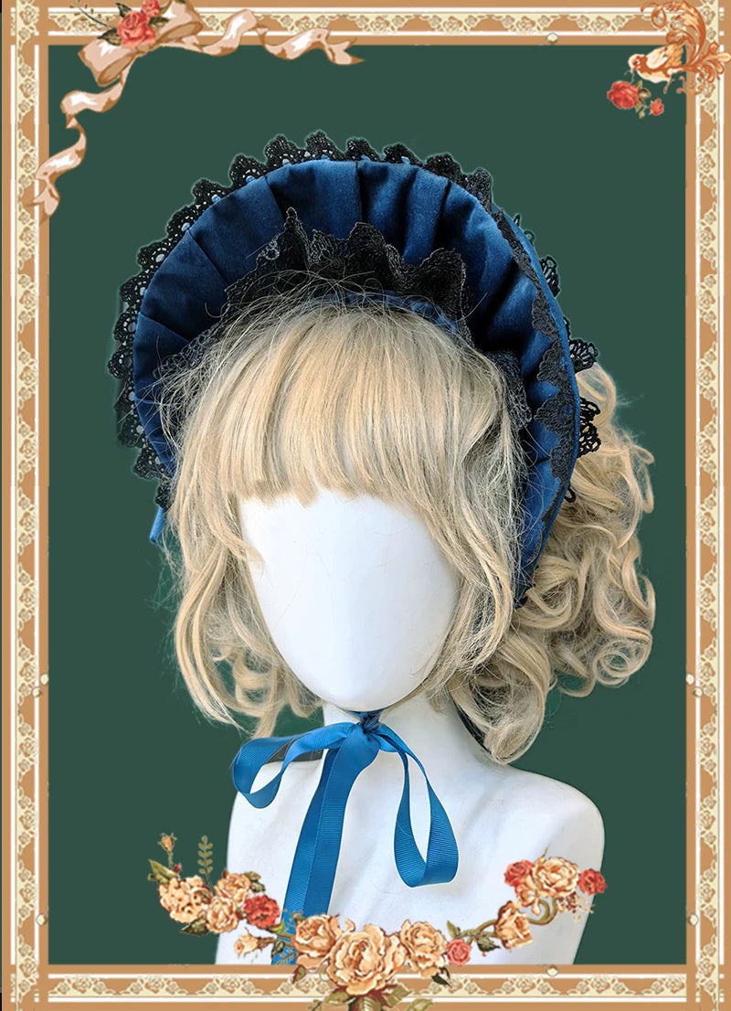 Infanta - Rose Sanctuary - Open-Crown Velvet Bonnet