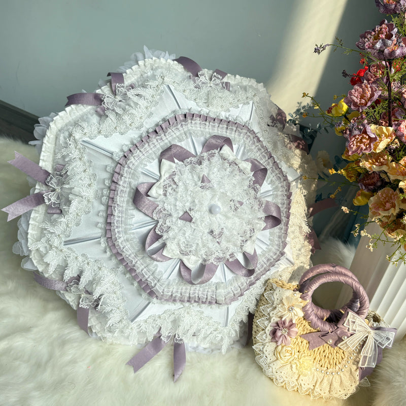 Independent Brand - Purple & White Lace Lolita Parasol and Woven Bags - product image 3