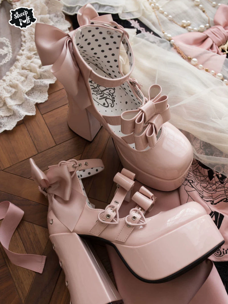 Sheep Puff Barbie Party Lolita Heels, stylish shoes with a playful sheep puff design and elegant heel detail.
