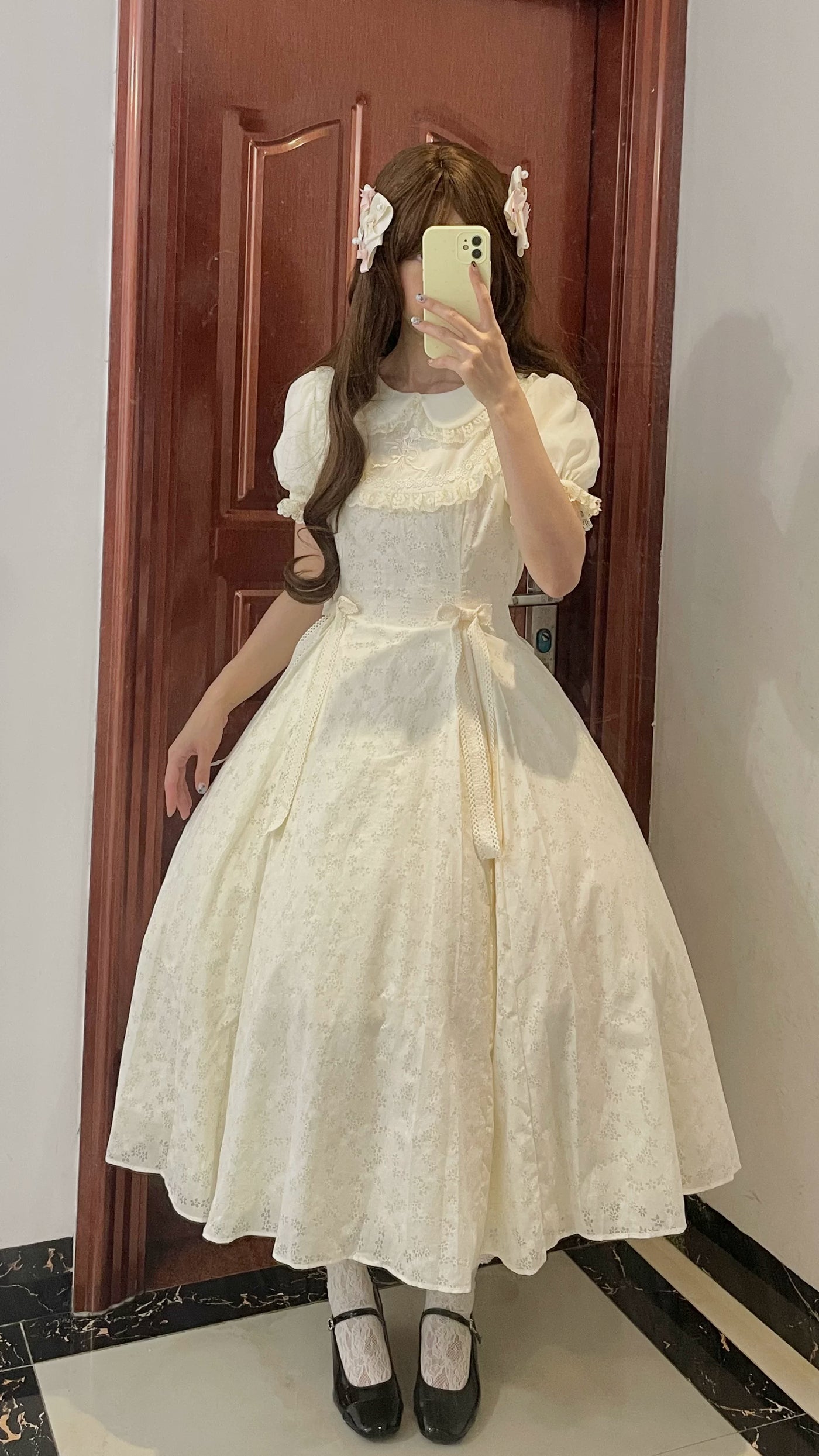 Pumpkin Planet - A Bunch of Spring Appointments - White JSK with Floral Burnout Embroidery