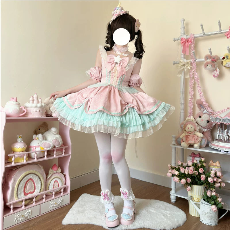 Lady Han Star Wish cute JSK dress from Lolita Fetch, featuring a charming star pattern and elegant design.