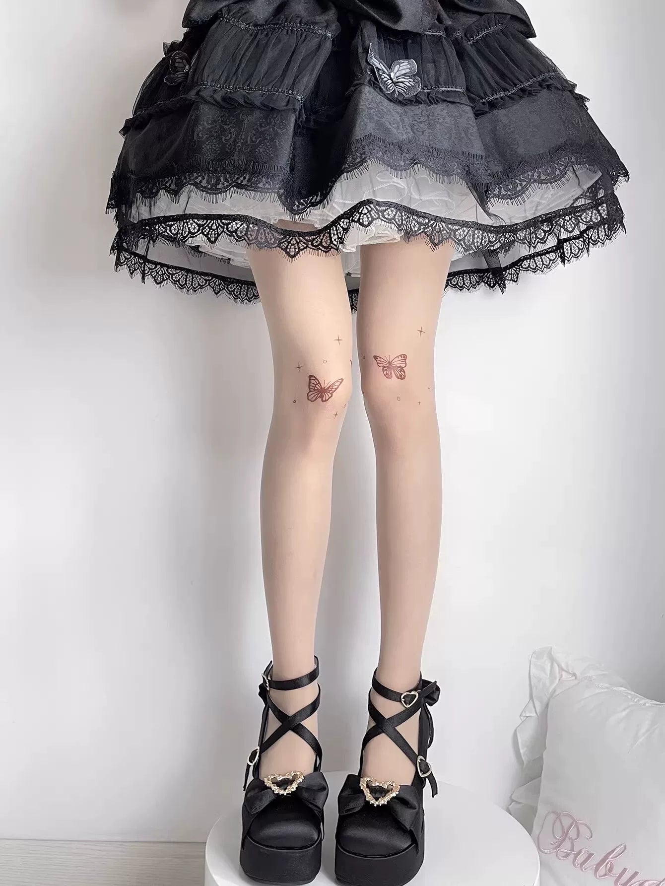 Fantasy Doll - Butterfly Illusion - Skin-Tone Pantyhose with Butterfly Motifs