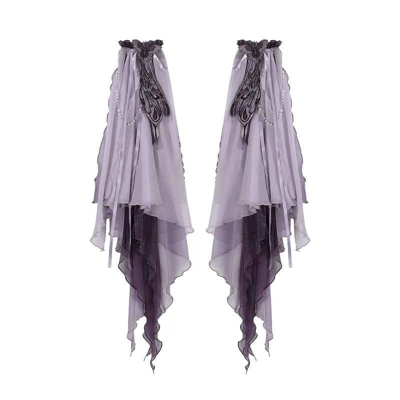 Huajianyue - Xiaoling Butterfly - Dark Purple Gothic JSK Set with Cloud Shoulder Cape and Arm Sleeves