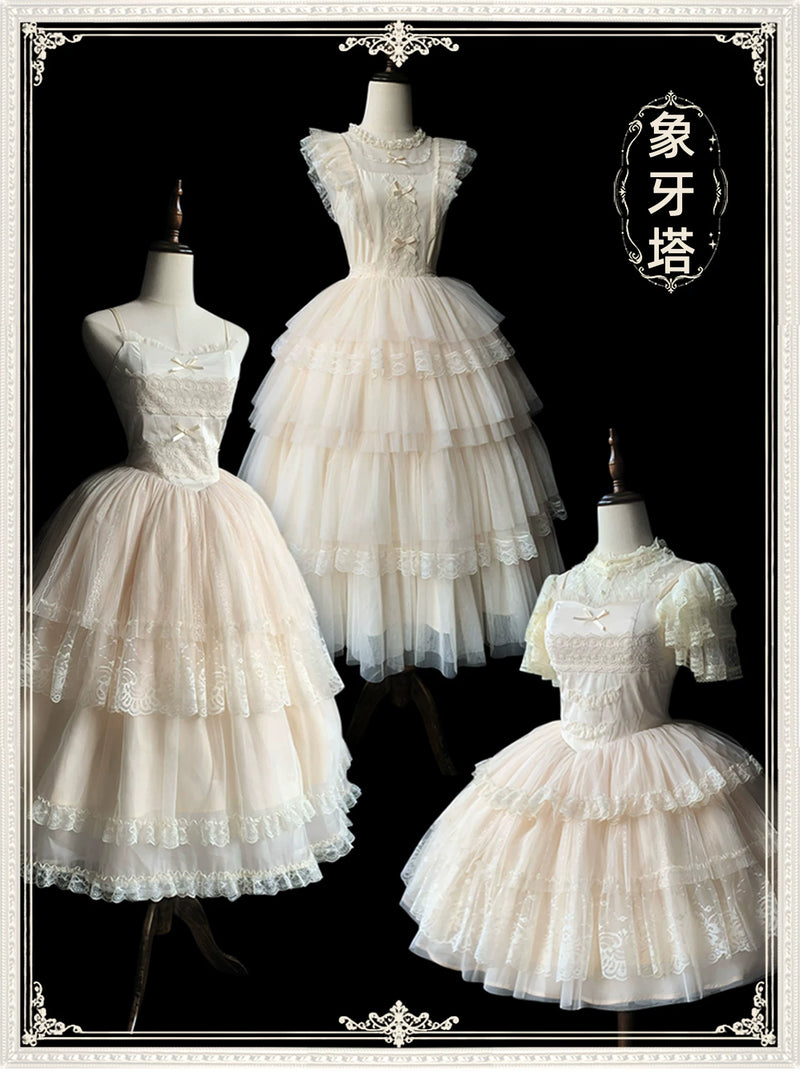 With PUJI - Ivory Tower - Classic Lolita Dress Collection, Full Skirt detail view 6