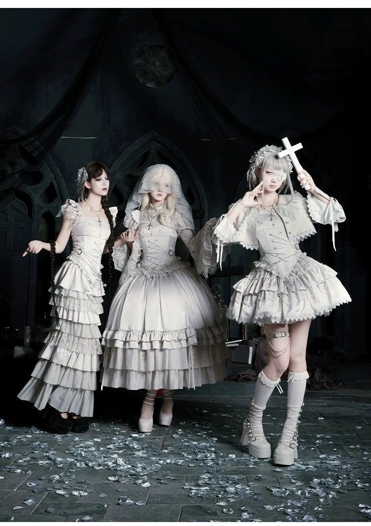 With PUJI - Humanoid Robot - Silver Gothic Lolita Mermaid Skirt Set