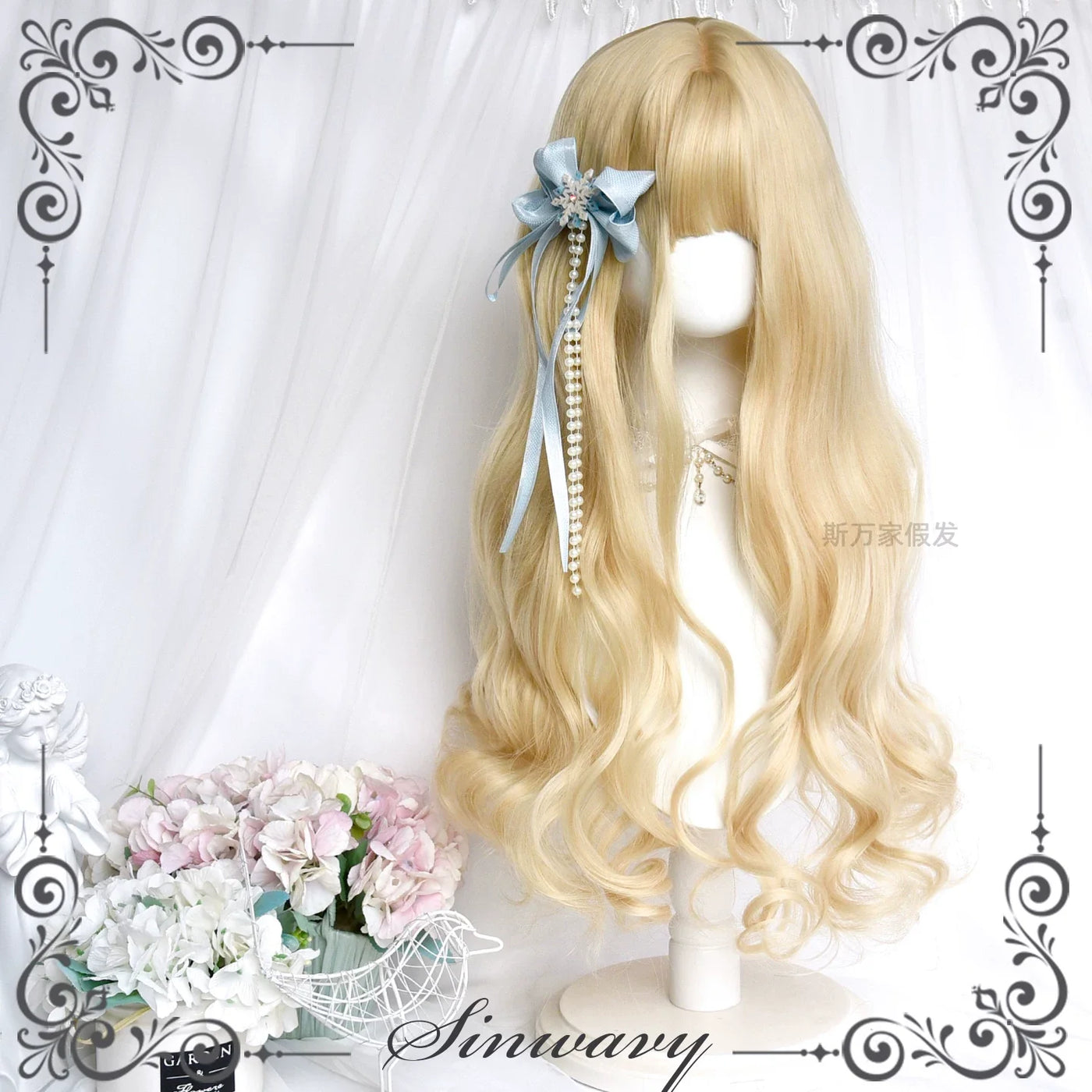 Sinwavy - Light Blone Wavy Lolita Wig - Straight Bang Wig