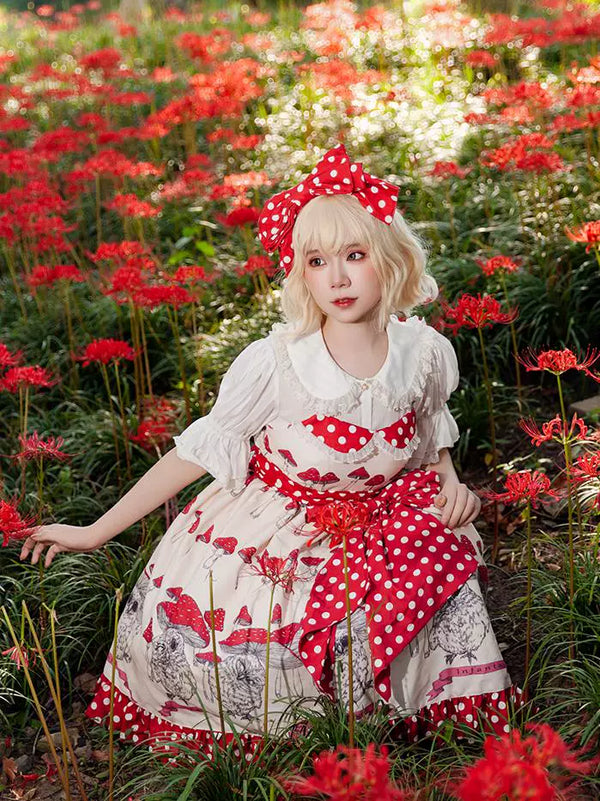 Infanta - Kitty Mushrooms - Printed JSK & Polka-Dot Bows