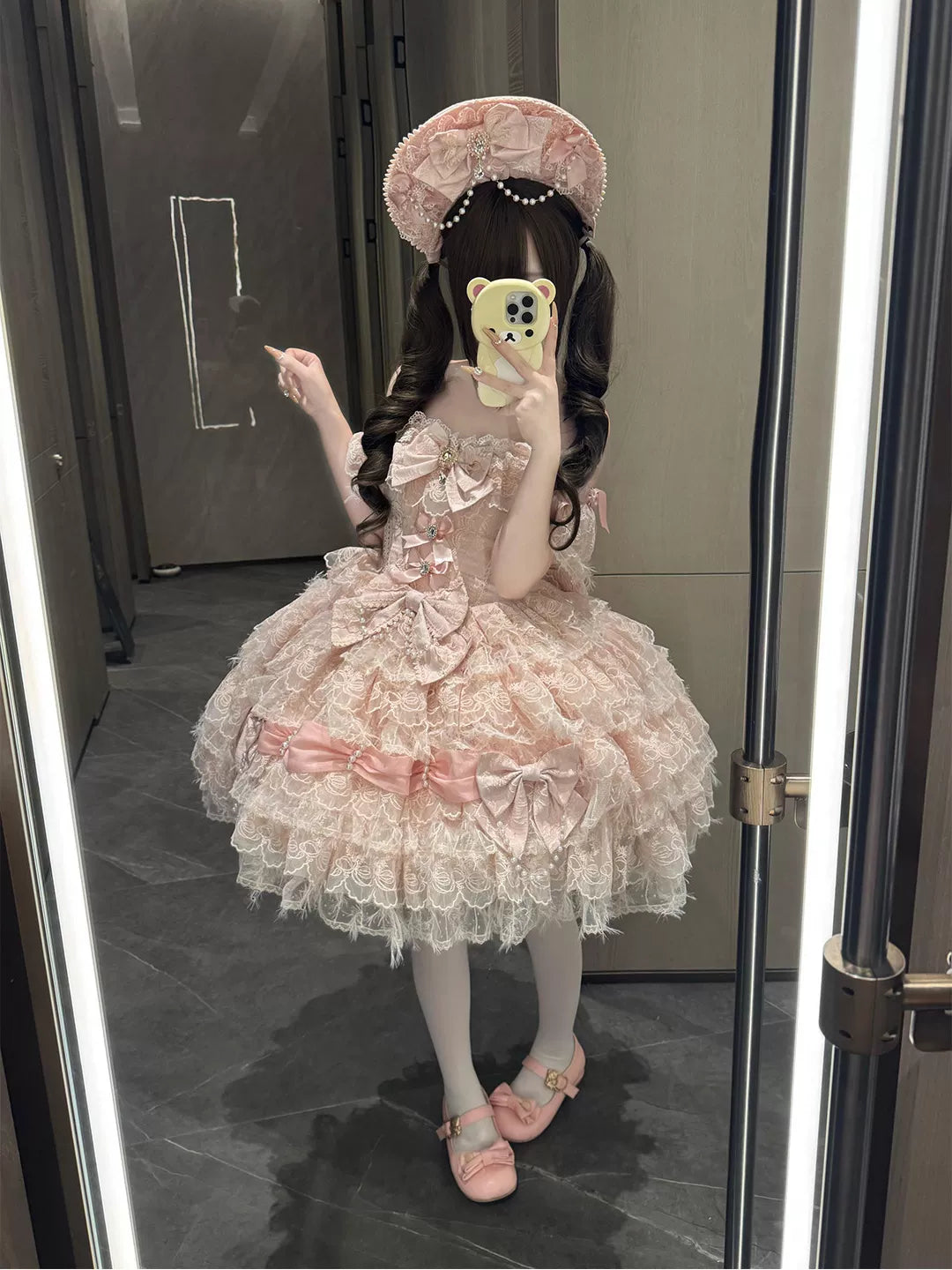 Creamy - Ballet Feather - Pink JSK with Layered Lace Ruffles