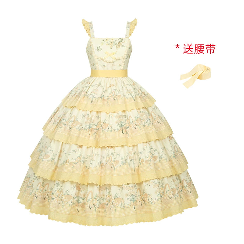 With PUJI - Letter and Poetry - Classic Lolita JSK Suit Four-tiered Twins Dress detail view 17