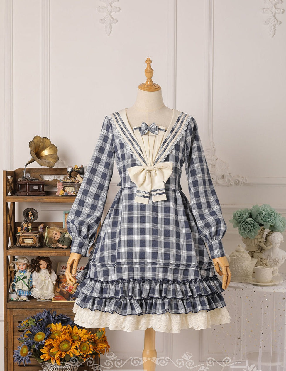 Strawberry Witch - Tartan Sailor Lolita OP Dress - OP Dress