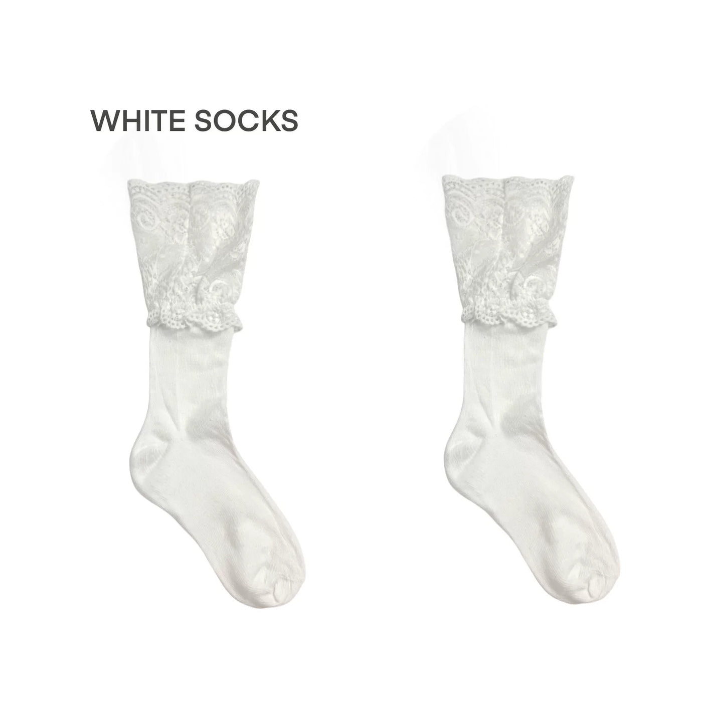 White Socks - Ballet Lace Panel - Short Socks with Lace Trim