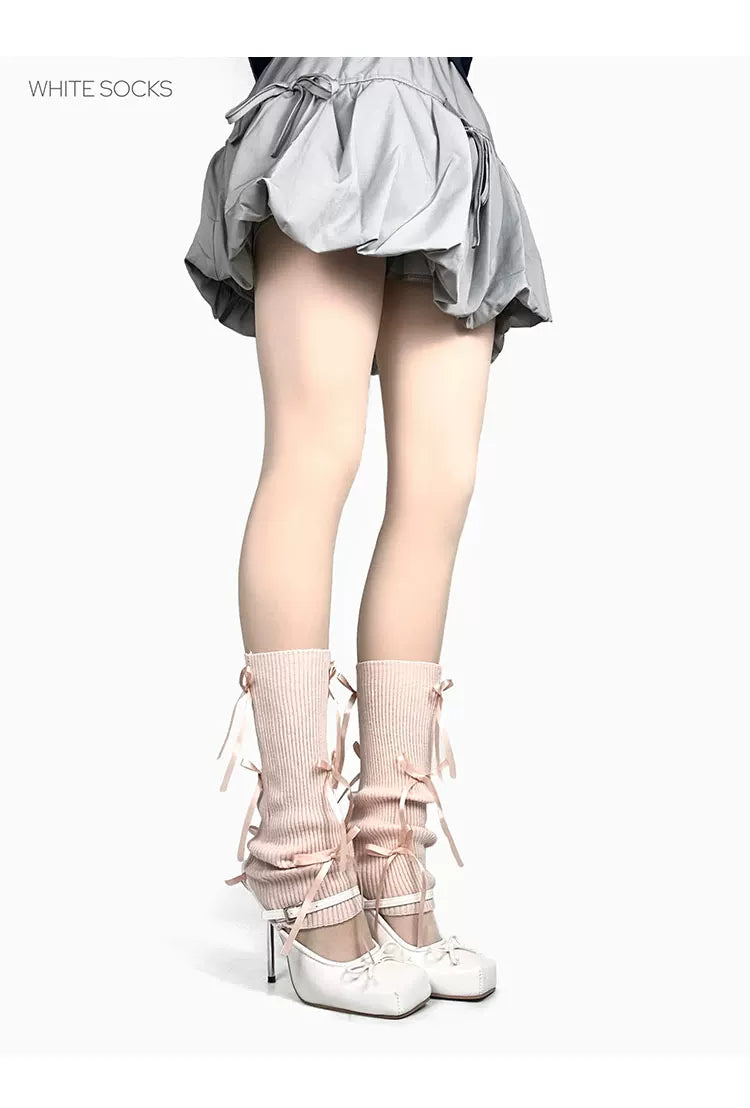 White Socks - Ribbon Ballet - Socks with ribbon bows