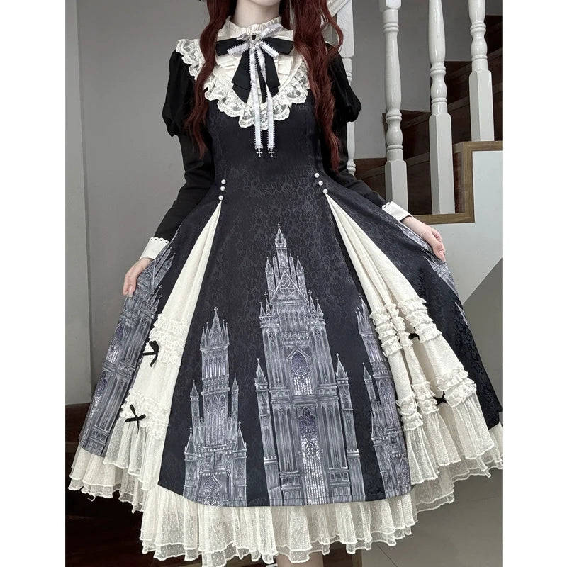Letters from Unknown Star - Church Bell - Elegant Lolita OP Dress Long Sleeve Spring Autumn