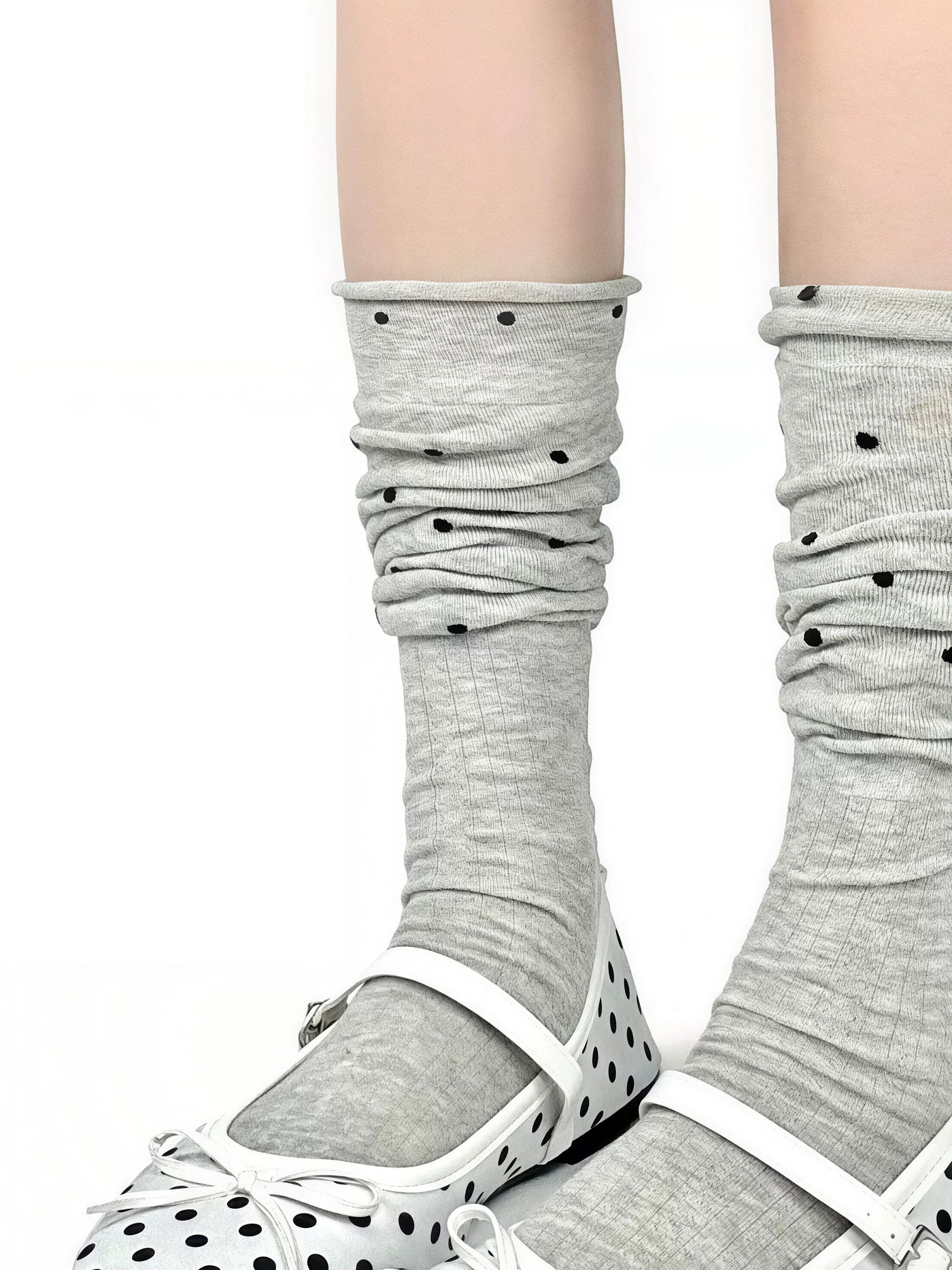 White Socks - Polka Dot - Mid-Calf Socks