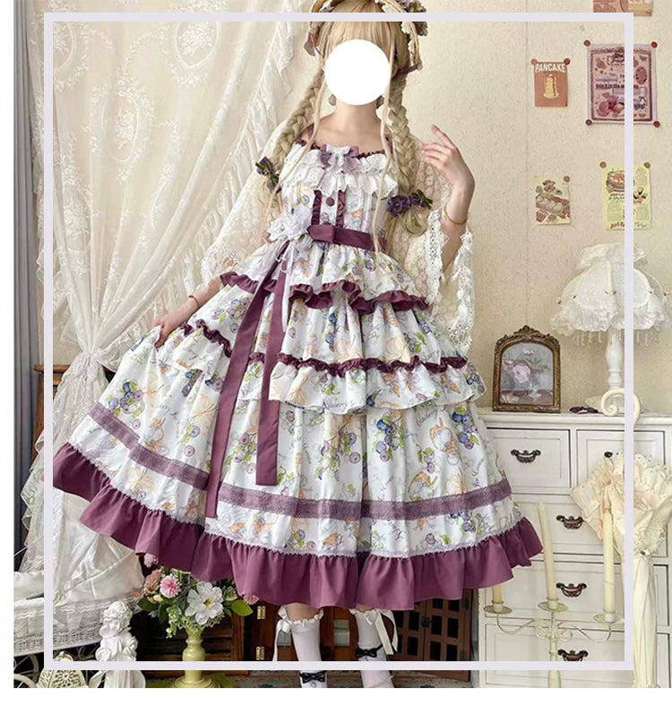 Yueele - Lavender Tea Garden - Plus-Size Lolita Outfit Set - detail view 6