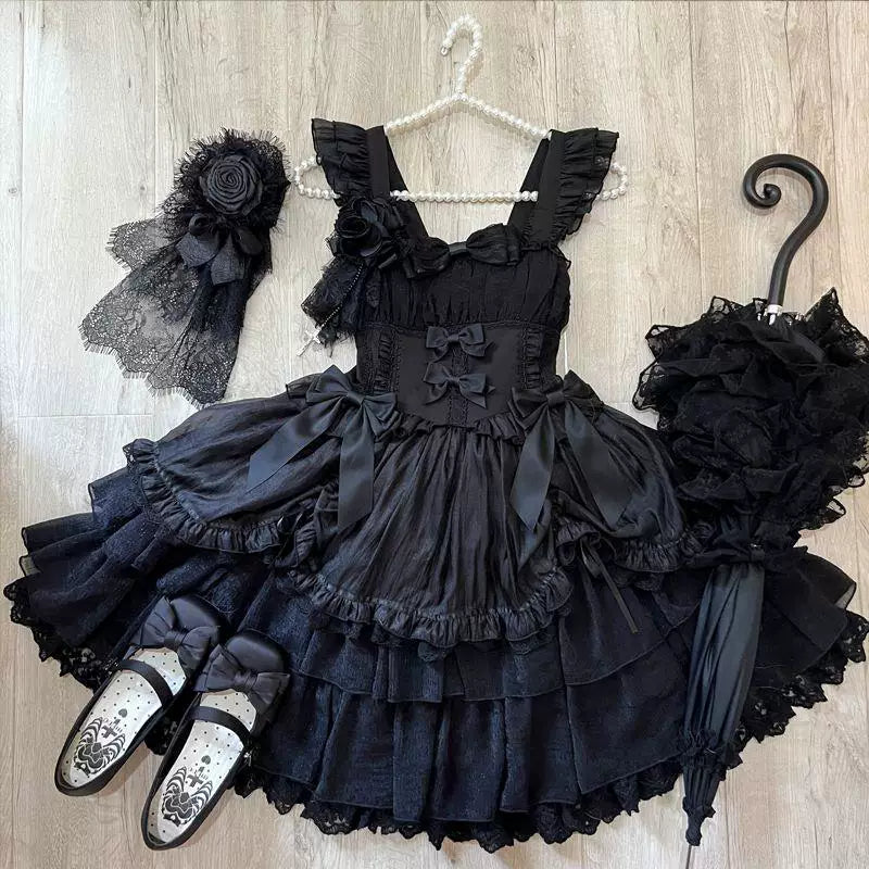Sweetheart Dream Machine - Ballet Bow - Lolita JSK Dress with Layered Ruffles and Bow Details