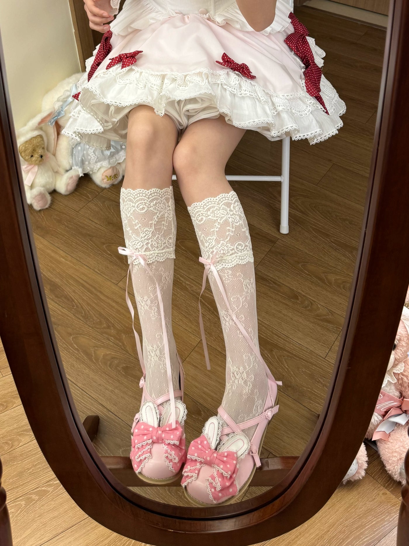 Fantasy Doll - Sweet Lace Bow - Long Socks with Lace Trim and Bow Options