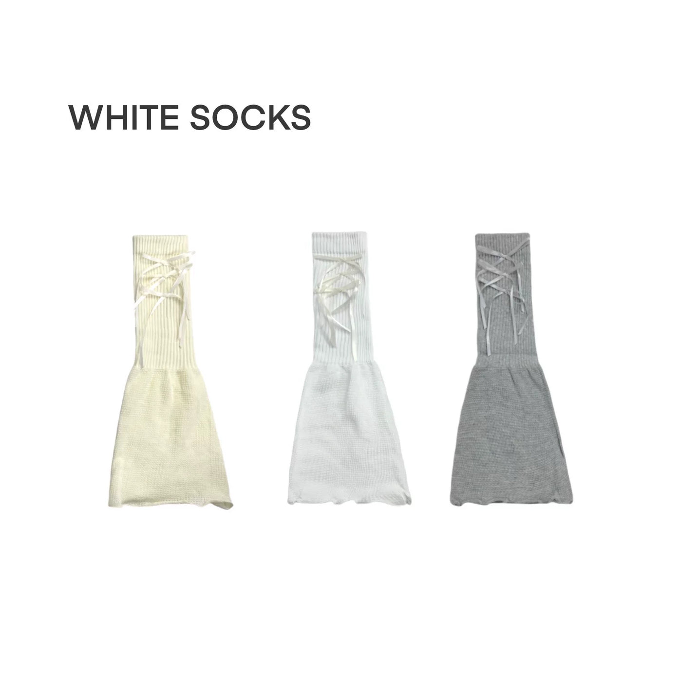 White Socks - Ballet Slouch - Thin Sock Covers with Ribbon Details