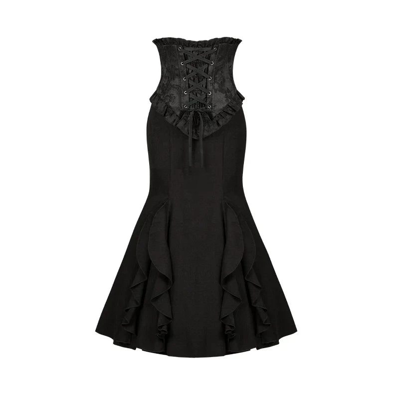 Blake - Boning Gothic Lolita Mermaid Skirt, Lifted-hem SK Mermaid Skirt Only S