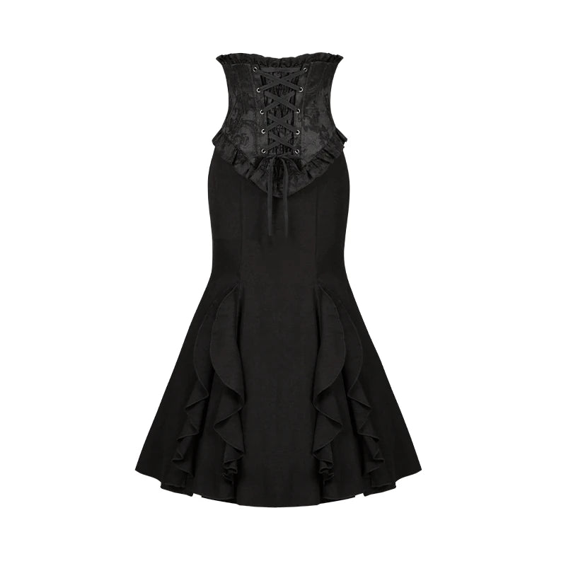 With PUJI - Blake - Boning Gothic Lolita Mermaid Skirt, Lifted-hem SK detail view 8