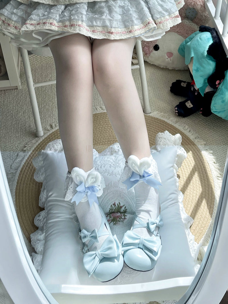 Fantasy Doll - Dreamy Doll - Mid-Calf Socks with Bunny-Ear Lace Cuffs