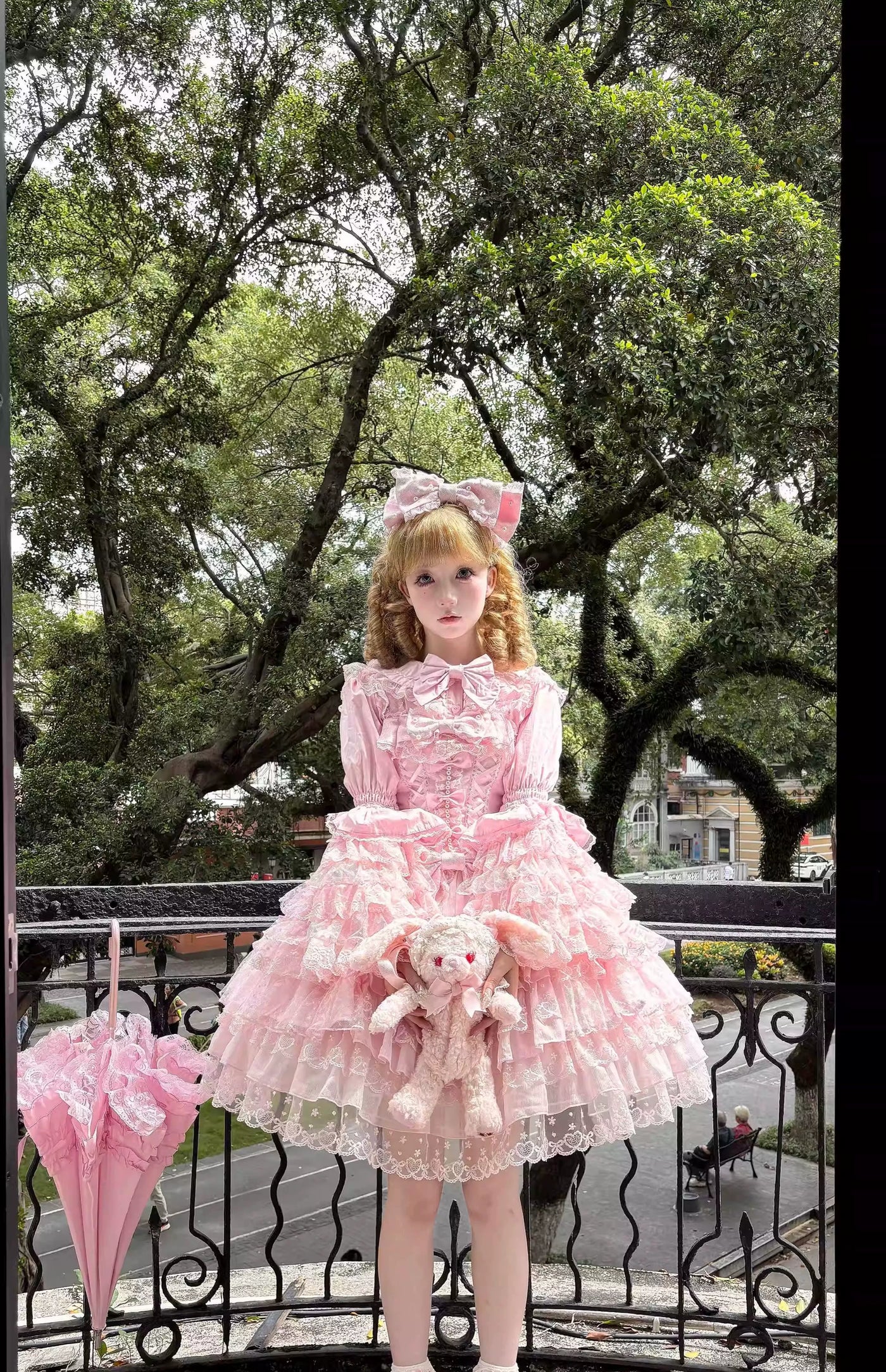 Sugar Girl - Love Overture - Sweet Lolita JSK Dress, Tiered Ruffles and Heart Lace