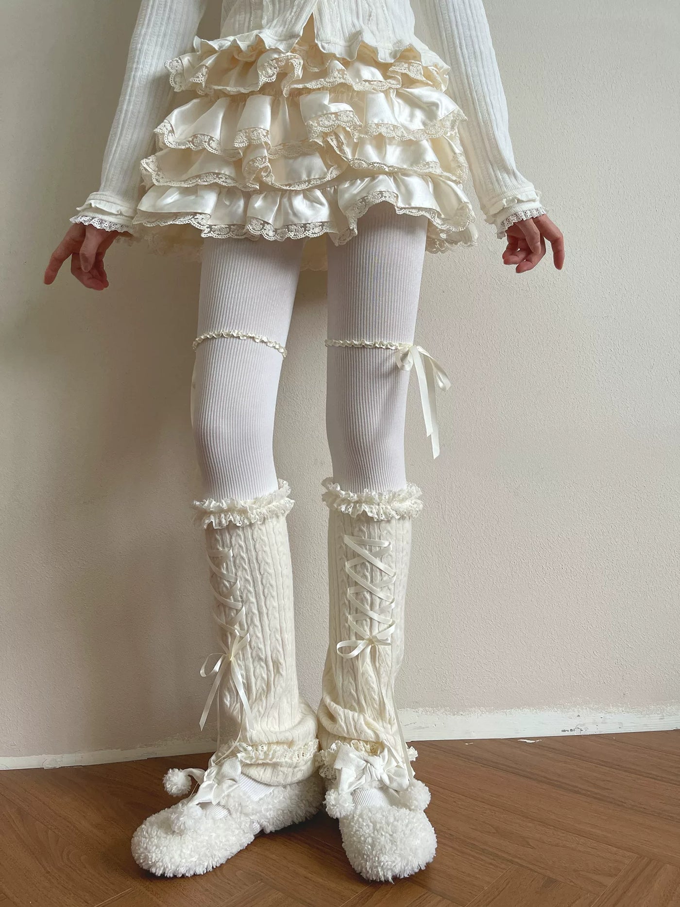 Sock Noble - Ballet Ribbon Legwear - Tights or Sock Covers with Lace Trim and Ribbon Lacing