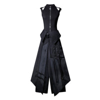 Your Princess - Nightblade - Black Ouji Lolita Apron Pants Suit - Top + Apron + Pants + Belt / S