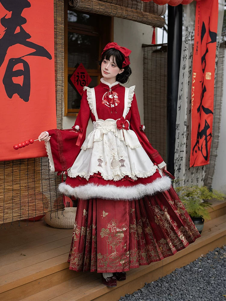With PUJI - Flying Flower Token - Oriental Lolita OP Dress, Embroidery detail view 4