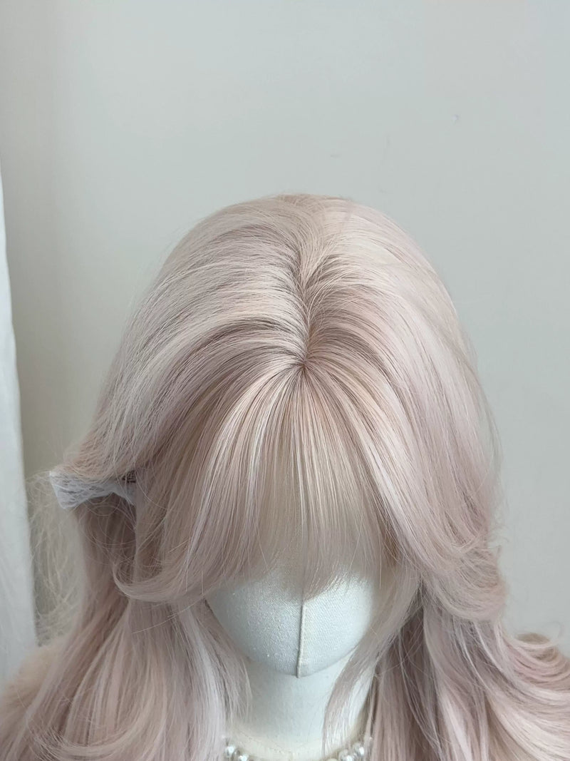 Misty pink-gold long curled wig - view 4