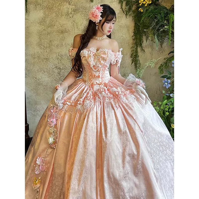 Flora Muse - White Moonlight Lover Lolita Gown - Pink