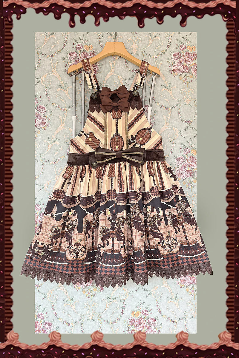 Infanta - Chocolate Carousel - Cotton Sateen Suspender Dress