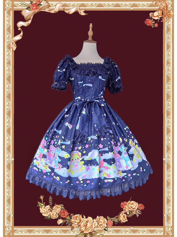 Infanta - Sleepy Bear - Printed Chiffon OP & JSK