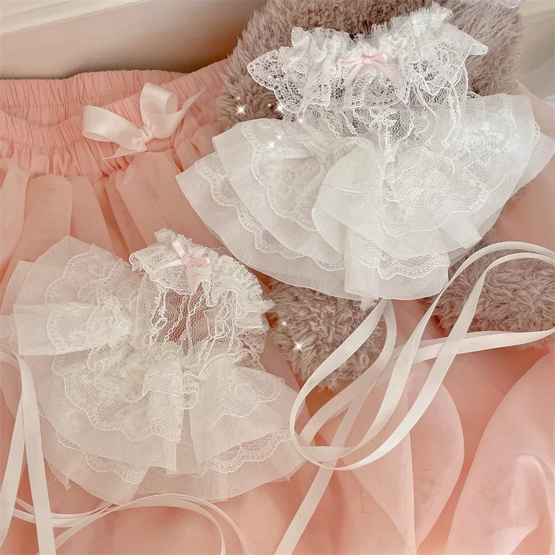 Sweet Lolita Cuffs Ballet Lace Breathable Straps Sleeves White One Size
